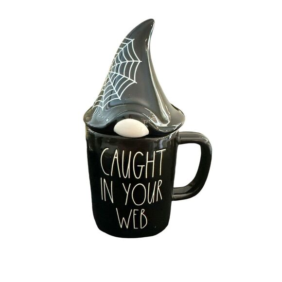 Rae Dunn Other - Rae Dunn Halloween Coffee Mug CAUGHT IN YOUR WEB Mug‎ w/ Gnome Topper Spider